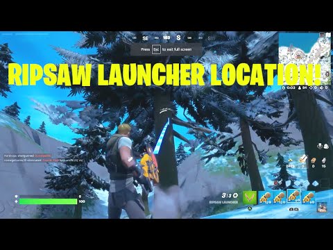Fortnite Ripsaw Launcher Location! - Knock Down Timber Pine Trees with Ripsaw Launcher Quest