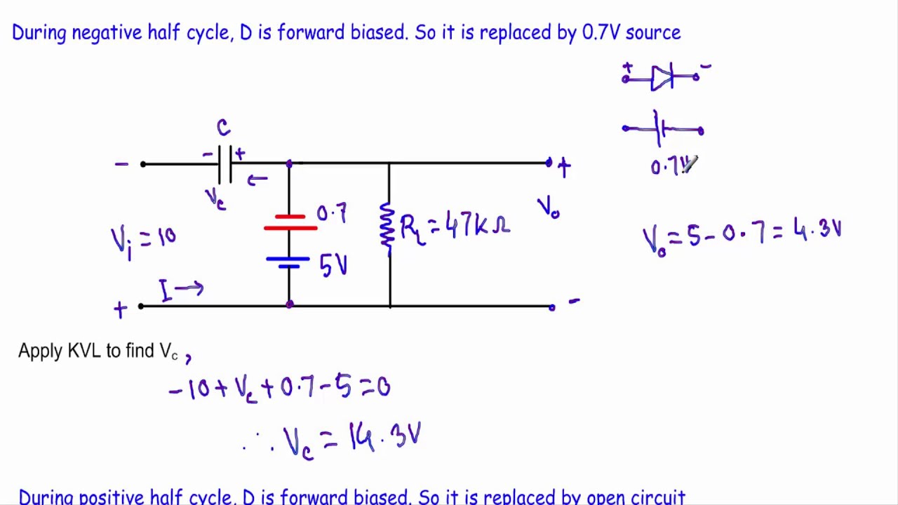 Biased Positive Clamper Circuit : Example - 2 (Very Hard) - YouTube