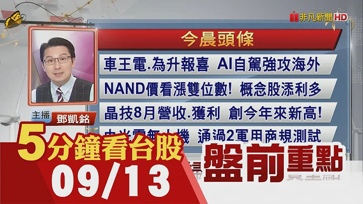 那指收黑逾1% 油價大漲近2%今年新高!英特爾推新連接技術TB5 台廠受惠!台積電重金入股安謀.英特爾子公司!美.印基建需求點火 網通喊燒｜主播鄧凱銘｜【5分鐘看台股】20230913｜非凡財經新聞 - 天天要聞