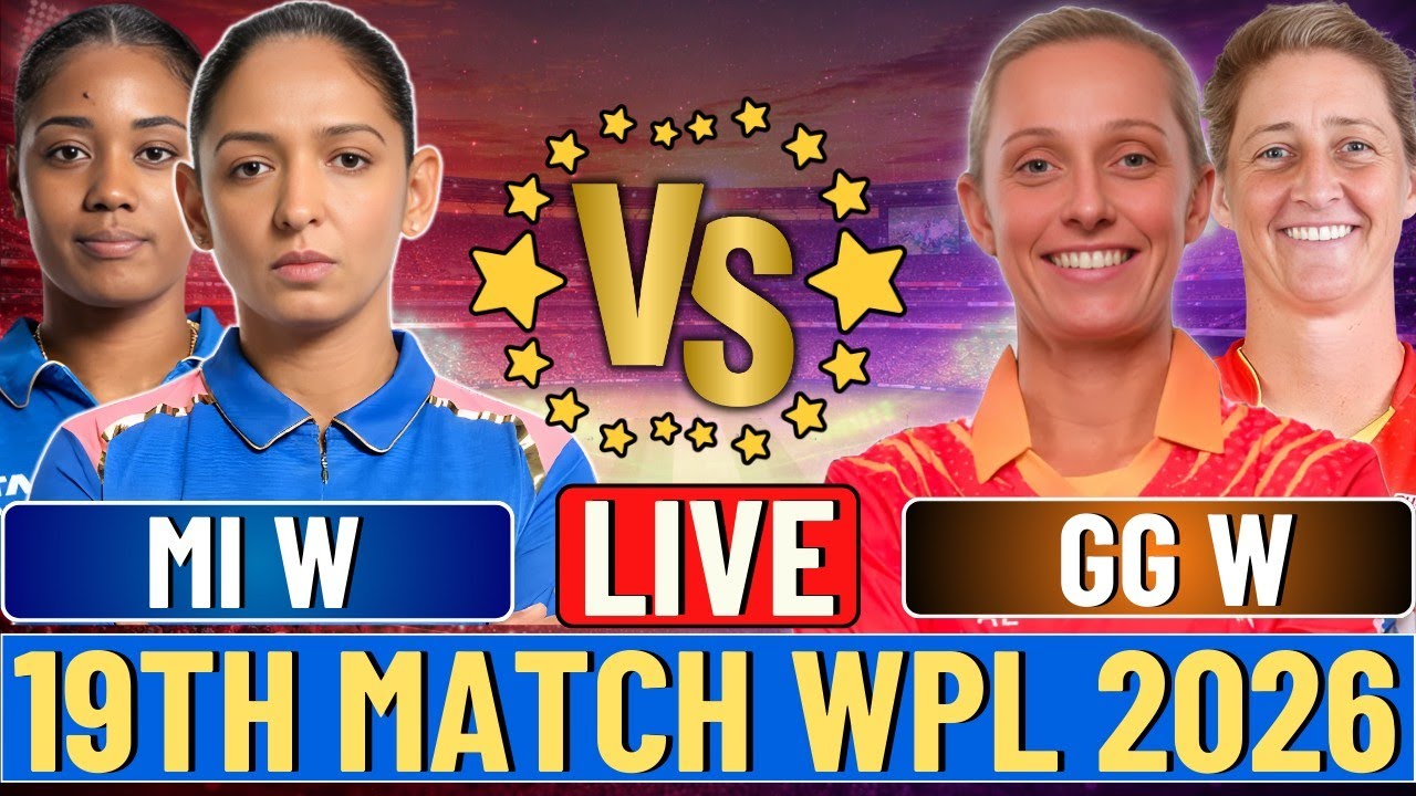 🔴 LIVE: MI W vs GG W | Match 19 WPL 2026 | Live Score & Commentary