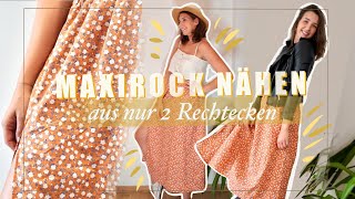 Einfachen MAXIROCK mit Schlitz selber nähen für Anfänger! Aus nur 2 Rechtecken & ohne Schnittmuster