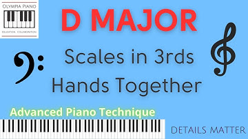 How to Play D Major Scales in 3rds on PIANO (separated by a 3rd not 3rds in a single hand)