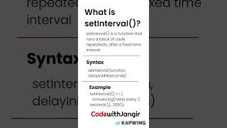 JavaScript Explained: setInterval() | JS in Hindi #Shorts #coding #interview  #codewithjangir