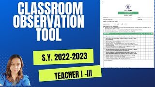 Classroom Observation Tool for Teacher I-III SY 2022-2023