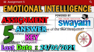 NPTEL Assignment 5 Ans key 2021|Emotinal Intelligence|Credit Course|Last Date Submission-24/02/2021