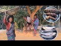 100years tribe poor grandma cooking FISH CURRY with TARO  || typical life of WEAK granny and grandpa