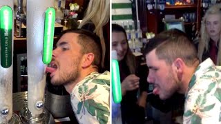 Man At A Bar Gets Tongue Stuck On Beer Pump