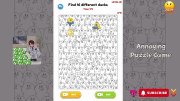 Annoying Puzzle Game - Level 25 - Find 16 different ducks - Gameplay Solution