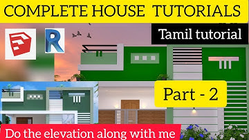 Full building elevation tutorial|ground floor elevation design| part -2 |elevation tutorial in Tamil