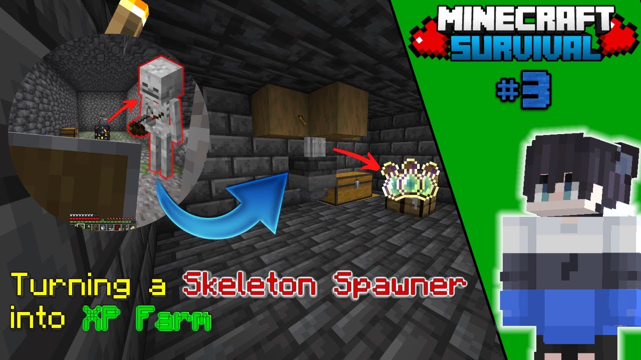 Turning a Mob Spawner into an XP Farm in Minecraft Survival (Day 3 ...