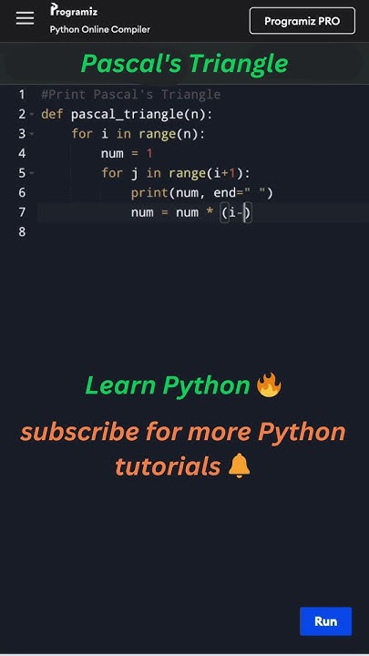 🔢 Print Pascal’s Triangle in Python | Step-by-Step Guide for Beginners ...
