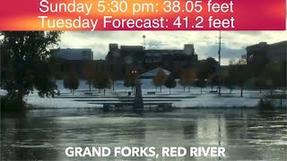 Red River Flexing Its Muscles At Grand Forks Sunday Evening