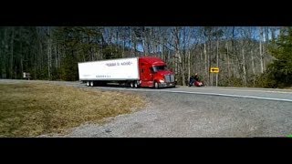 US 421 THE SNAKE 18 wheeler vs biker gets a ear full from harley rider