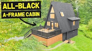 TINY BLACK A-FRAME CABIN w/ Superb Interior Design! (Full Airbnb Tour)