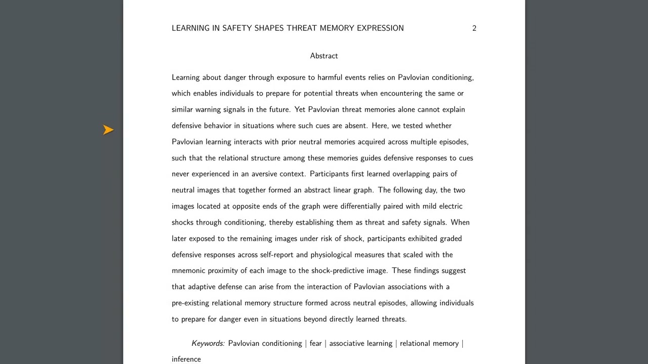 Brain's Fear Map: How Safe Memories Predict Danger