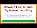 1 Introduction to Excel - Basic Terminologies by Hemanth Academy