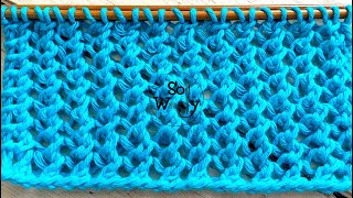 Tworow repeat Mesh knitting stitch pattern (super easy!)  So Woolly