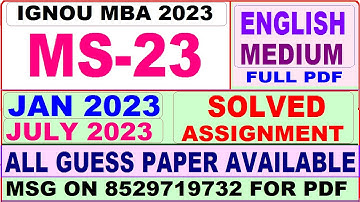 ms 23 solved assignment 2023 / ms 23 solved assignment 2022-23 / ignou ms 23 2023-24