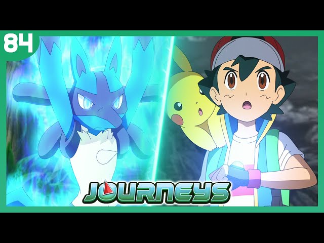 ◓ Anime Pokémon Journeys (Pokémon Jornadas de Mestre) • Episódio 84:  Lucarionite! Aventura na Mega Ilha!!