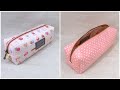 ポーチ作り方　ペンケース作り方　裏地付きマチあり　kawaii pouch 　How to make a pencil case　25ｃｍファスナー使用　縫い代の見えない作り方 ボックスポーチ作り方