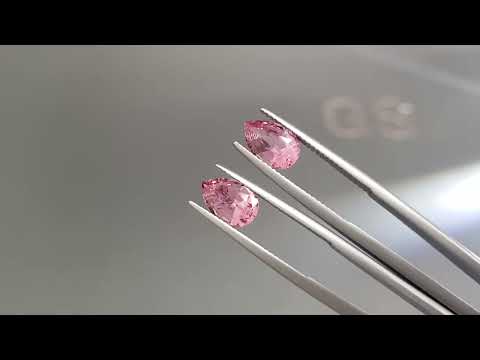 Пара розовых шпинелей 4,44 карата в огранке груша из Таджикистана Видео  № 1