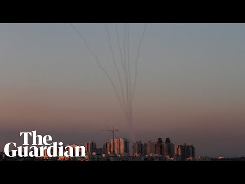 Rockets and interceptors seen in skies above Israeli city of Ashkelon - Rockets and interceptors seen in skies above Israeli city of Ashkelon