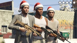 GTA 5 - Five Star Christmas Cop Battle with Michael, Franklin and Trevor! (Police Chase)
