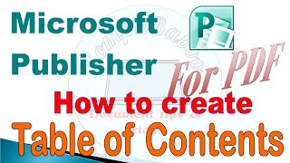 How to Make table of contents in Microsoft Publisher