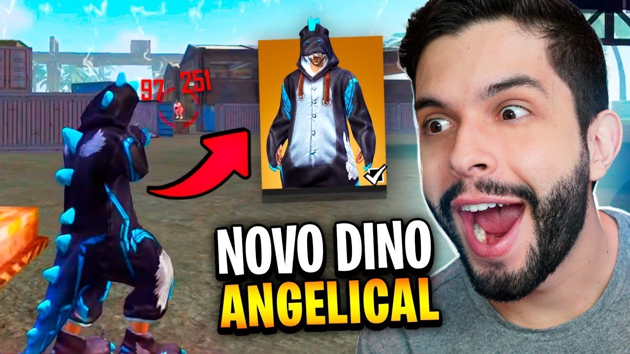 JÁ TESTEI O NOVO DINO ANGELICAL NO FREE FIRE!! 😱
