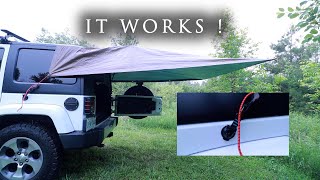SUCTION CUP MOUNT TARP CANOPY -- NO ROOF RACK REQUIRED !!!