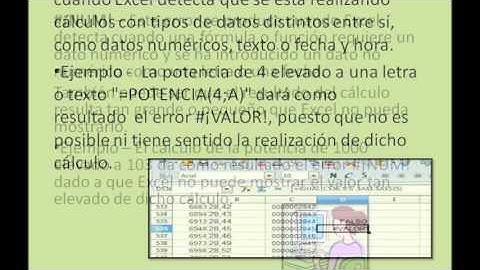 Tipos de errores en EXCEL . APHC