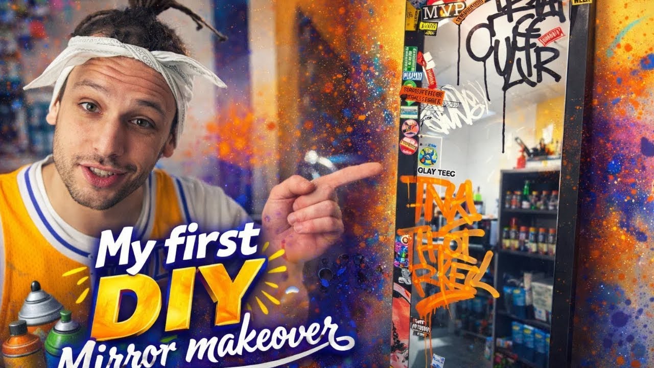 DIY Mirror Makeover | Street Art Graffiti design  | Upcycled Home Decor