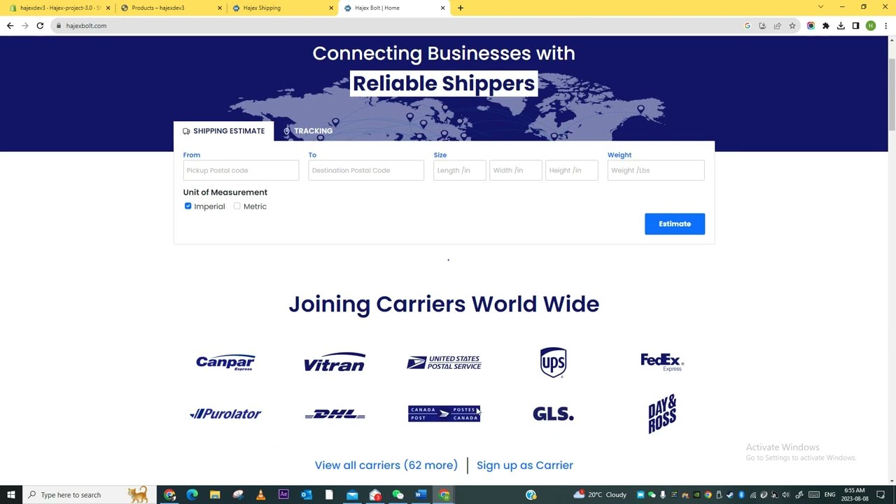 HAJEX Bolt Web App | Shipping Platform for Shopify