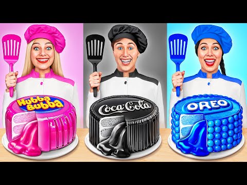 Color Desafío de Comida Rosa vs Negra vs Azul Alimento por Multi DO Smile