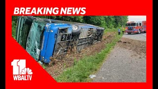 Crews upright Megabus after it rolled onto its side on I-95