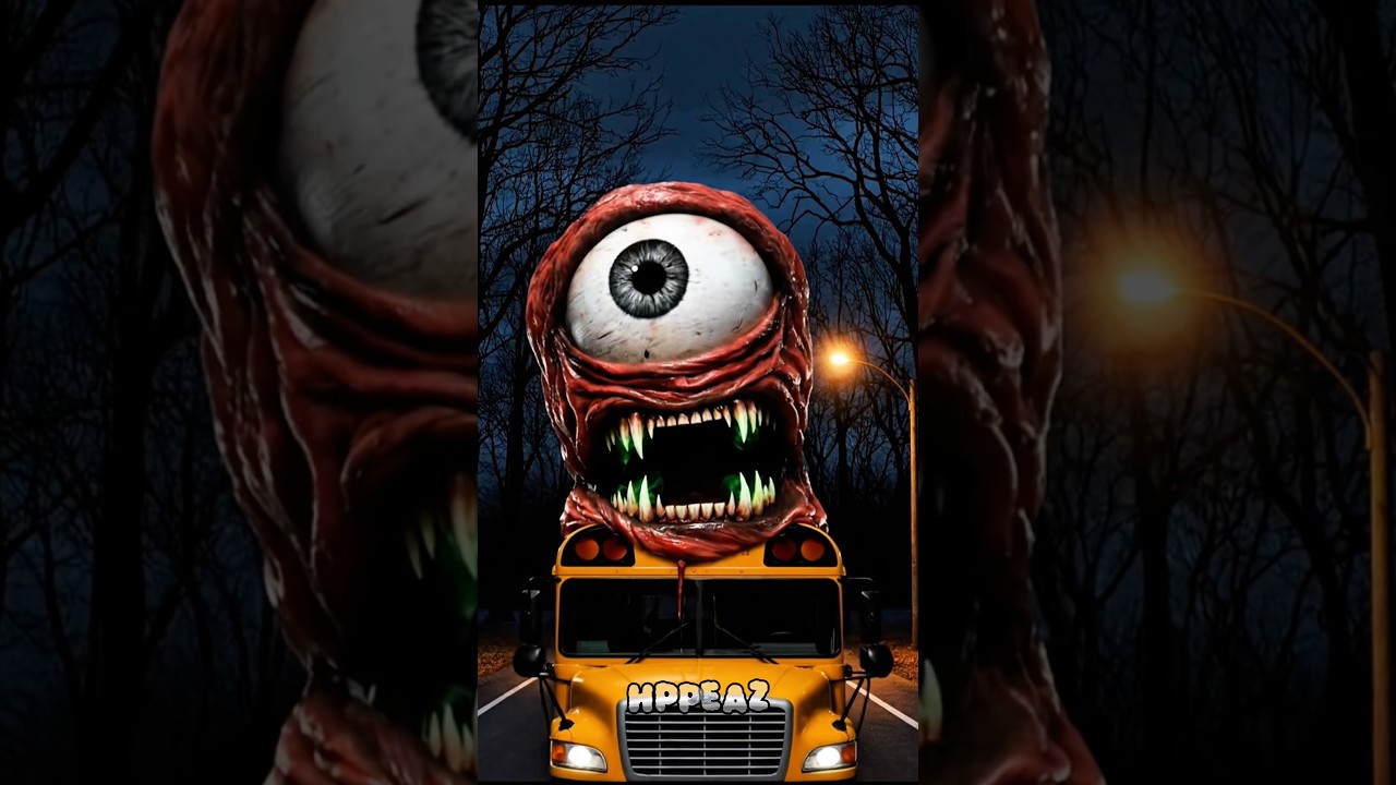 The kitten suddenly encountered a mutated school bus monster! 💥