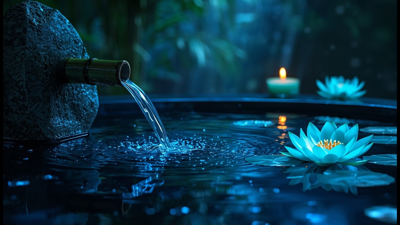 Relaxing Bamboo Water Fountain 💧 Healing Music for Stress Relief, Anxiety & Sleep (Live 24/7)