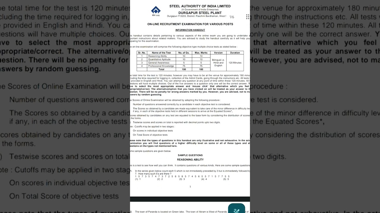 SAIL DSP EXAM SYLLABUS 