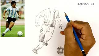 Drawing of Maradona | Very Easy Pencil Sketch