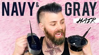 Dying My Hair Navy &amp; Gray using Arctic Fox Hair Color ! | TheRyanMorgan