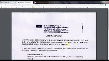 ICSI relax Pre Exam Test & Orientation Prog for July 2020 Exams