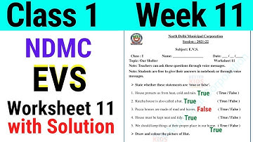NDMC Class 1 EVS Week 11 Worksheet 11 (11/8/21) || worksheet 11 Class 1st evs week 11 solution