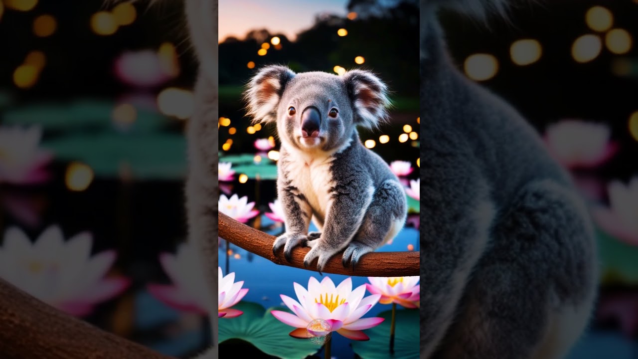 Koala & Lotus Pond at Sunset 🌅🐨 | Peaceful Moments in Nature 