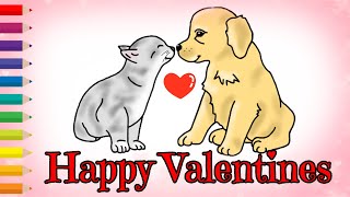 Happy Valentines Day Drawing Easy - Puppy Love