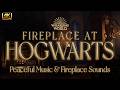 10 Hours Deep Focus | Fireplace Sounds at Hogwarts Great Hall, Music & Ambience🌙 | Harry Potter