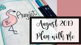 Plan with Me // August 2019 Bullet Journal Setup// Flamingo Theme @alexandraplans18
