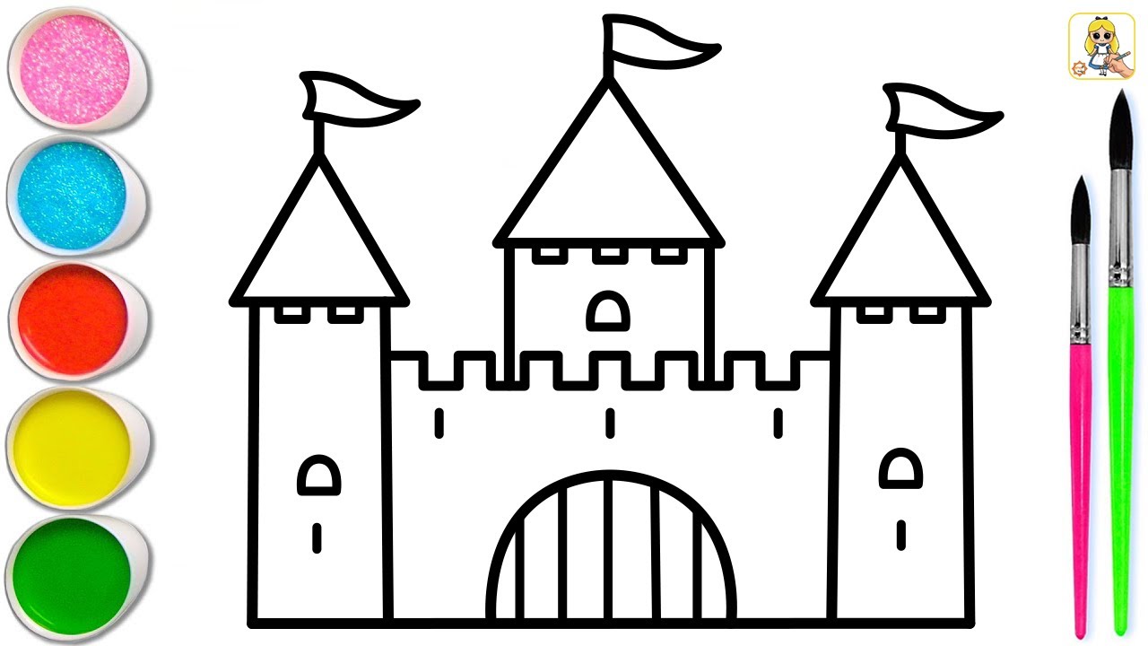 Easy educational kid game. Step by step drawing activity worksheet for kids.  Castle 21488309 Vector Art at Vecteezy