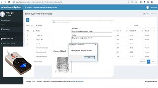 Online Biometric Fingerprint Employee Attendance System in PHP MySQL and C# Source Code screenshot 5