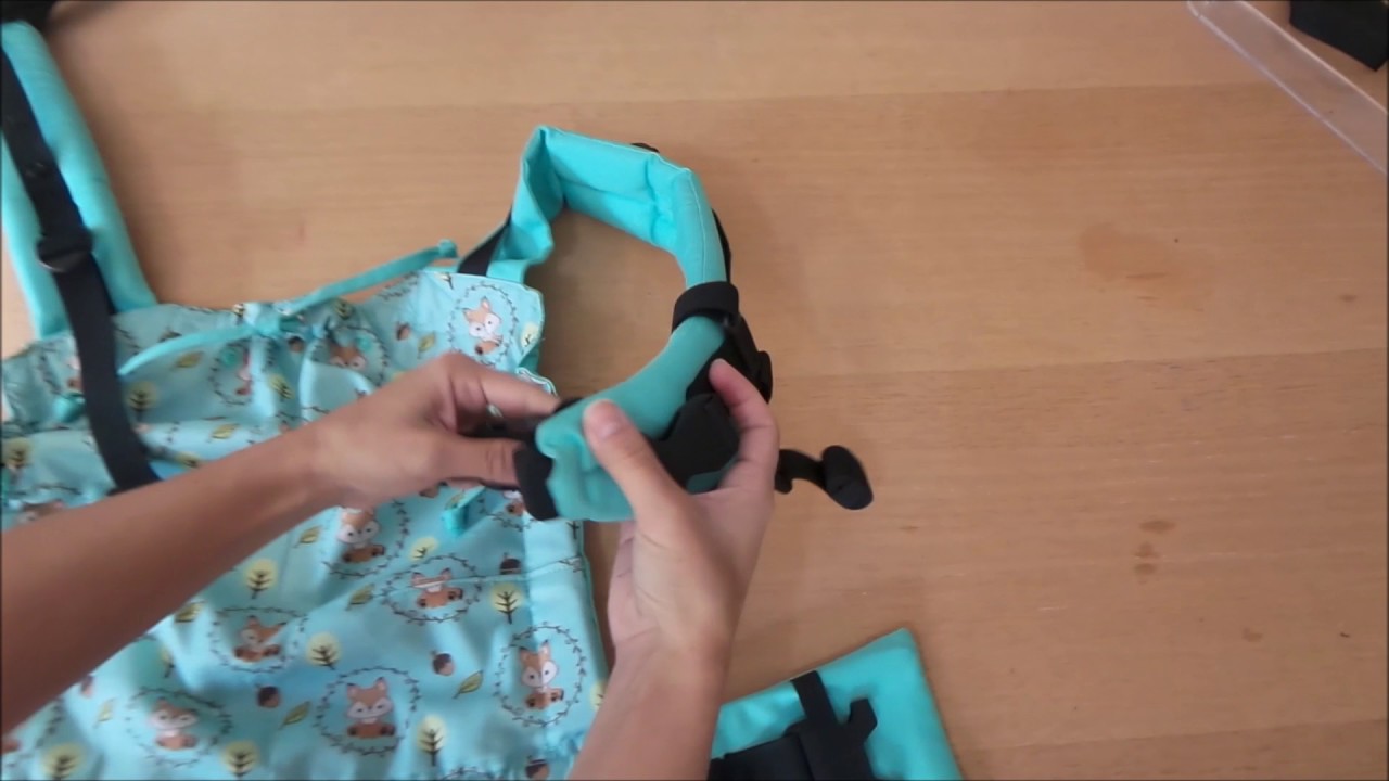 Mochila ajustavel portbaby raposinhas verde agua