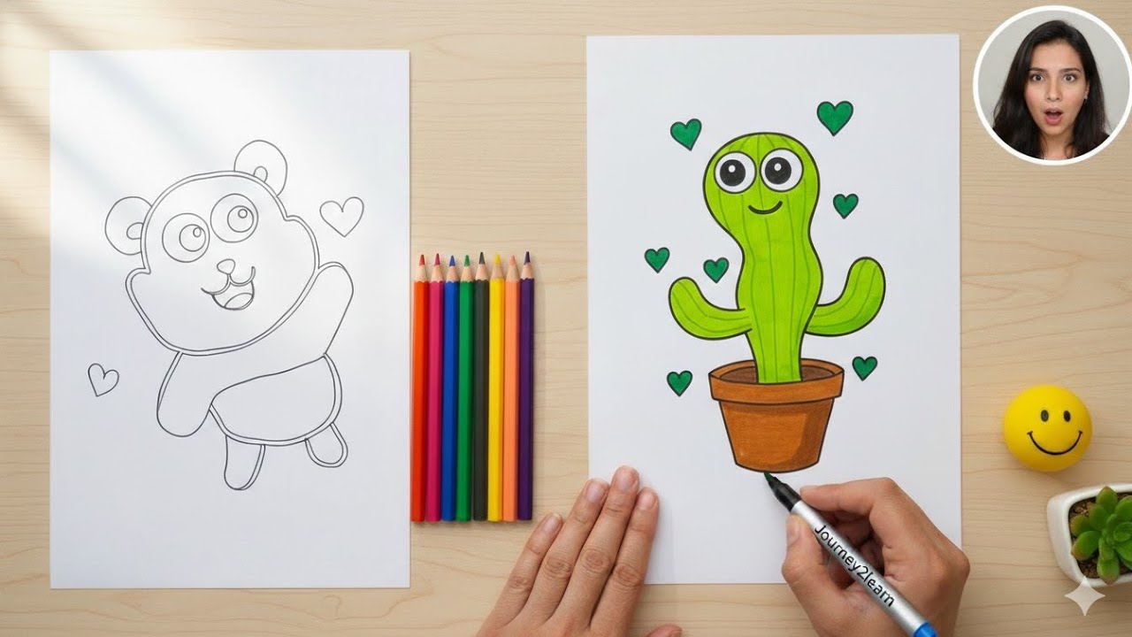 How to Draw a Cute Cactus Easy 🌵 | Step by Step Drawing Tutorial | Fun & Simple Art